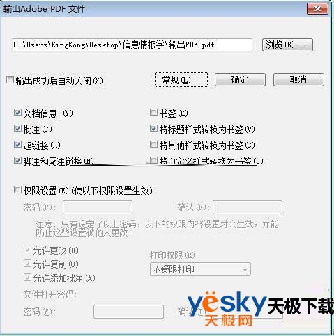 PDF高级选项