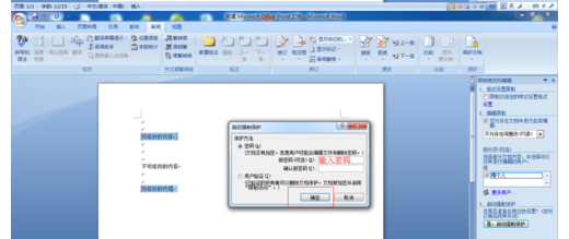 word2007中如何保护文字不被修改