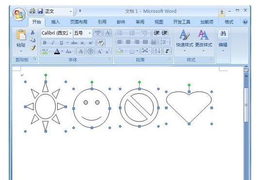 怎样在word2007中把多个图形合并