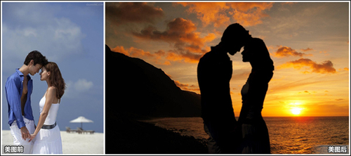 美图秀秀如何打造情侣在夕阳下的意境唯美照?
