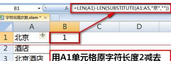 如何用Excel统计某字符或关键字出现的次数?