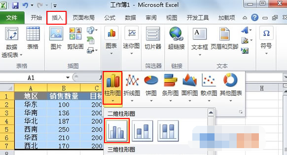 Excel2010图表制作实例:柱形目标进度图