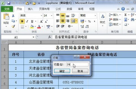 为Excel2010表格设置行高列宽