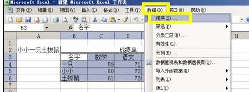 Excel2003中进行数据大小排列的操作方法