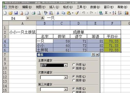 Excel2003中进行数据大小排列的操作方法