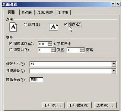 excel2007设置横向打印的教程