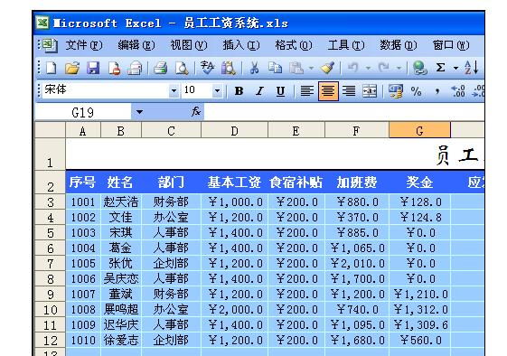 Excel表格中进行制作员工工资表的操作方法