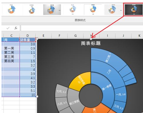 Excel2016怎么绘制旭日图?Excel2016旭日图制作教程