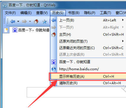 qtweb浏览器怎么删除历史记录