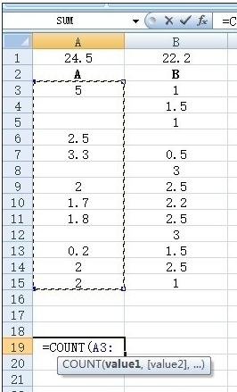 excel表统计有效数据个数公式的用法